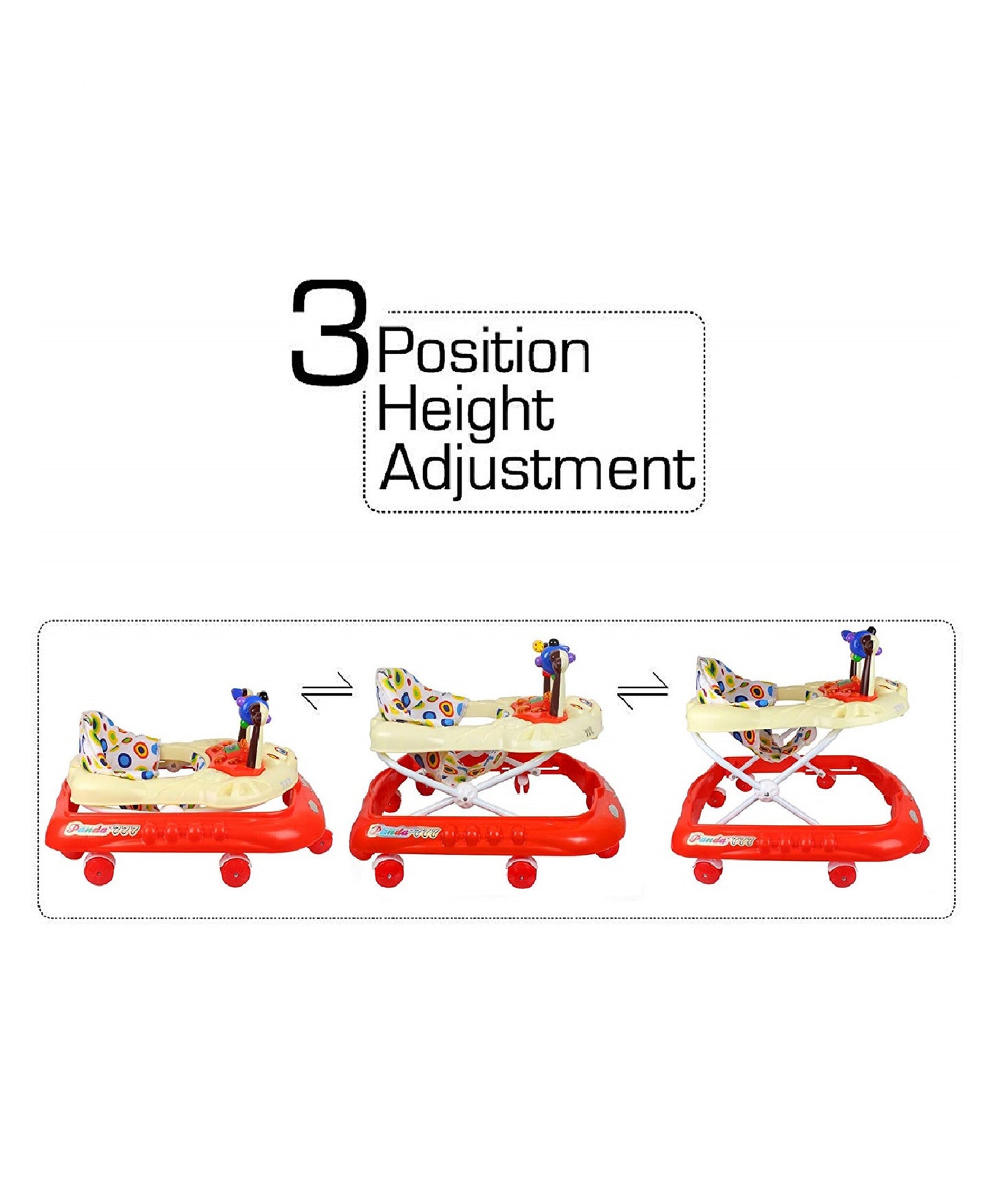 Panda 777 Smart Musical Round Toddler Baby Walker with Comfy Seat and Activity with Light and Musical Toy Bar and Ultra Soft Seat for Kids/Babies (RED) - MRGTOYS