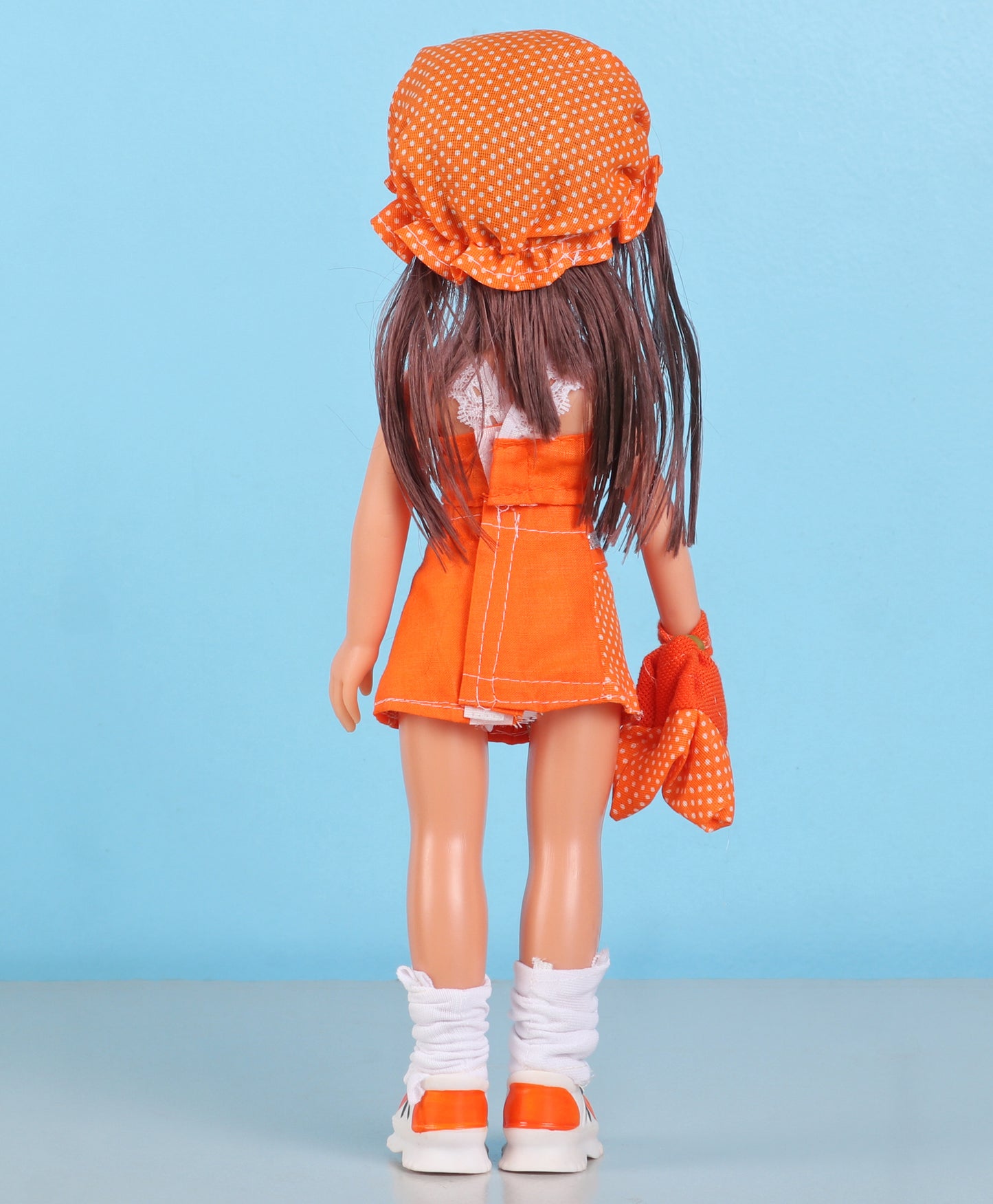 Speedage Ahnna Doll In Polka Dot Print Dress Orange - Height 33 cm
