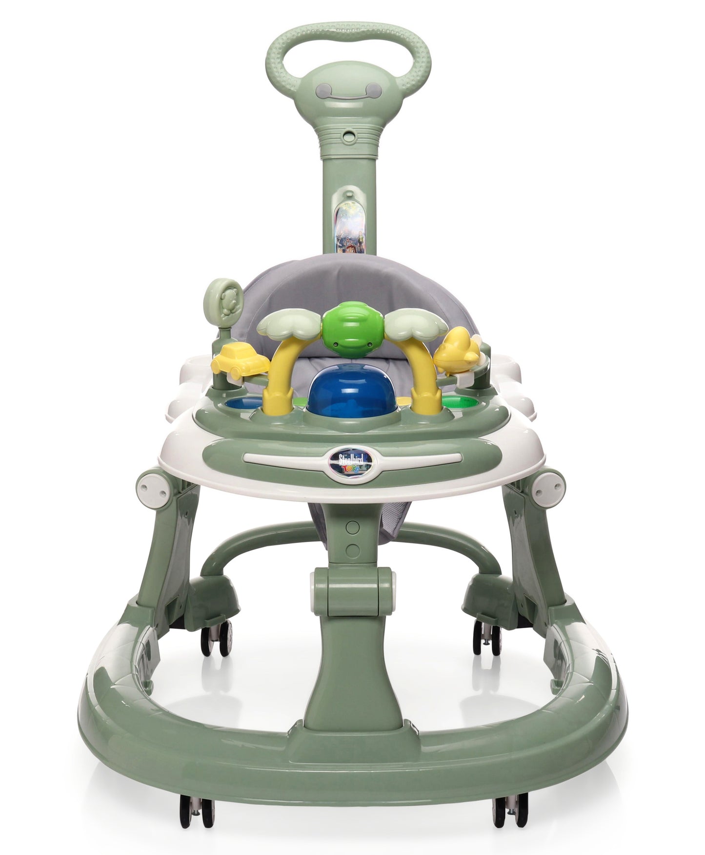 Steelbird Baby Walker with Parental Handle and Toy Bar - Sea Green