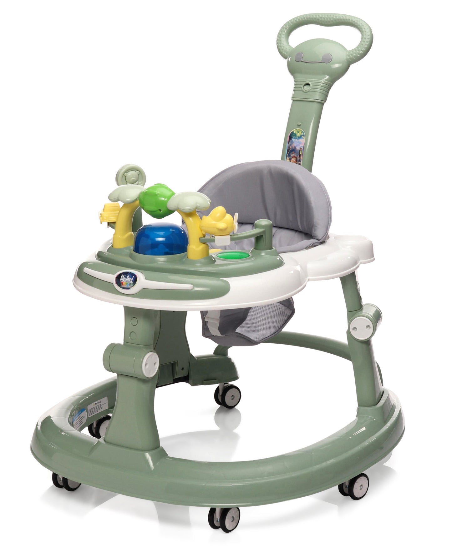 Steelbird Baby Walker with Parental Handle and Toy Bar - Sea Green