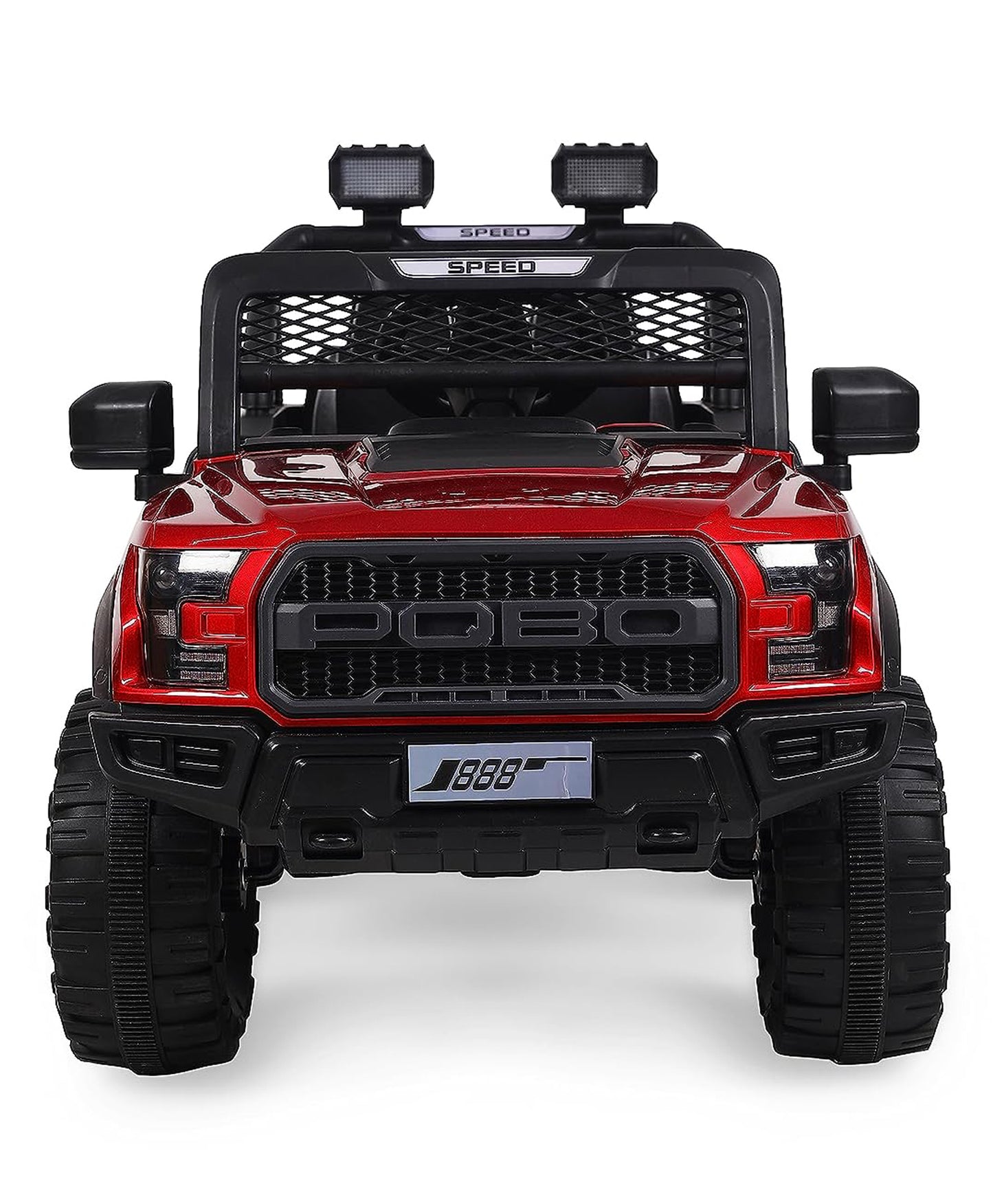 Pobo Electric Battery Operated Ride on Jeep with Music Lights and Bluetooth Remote Control - Red