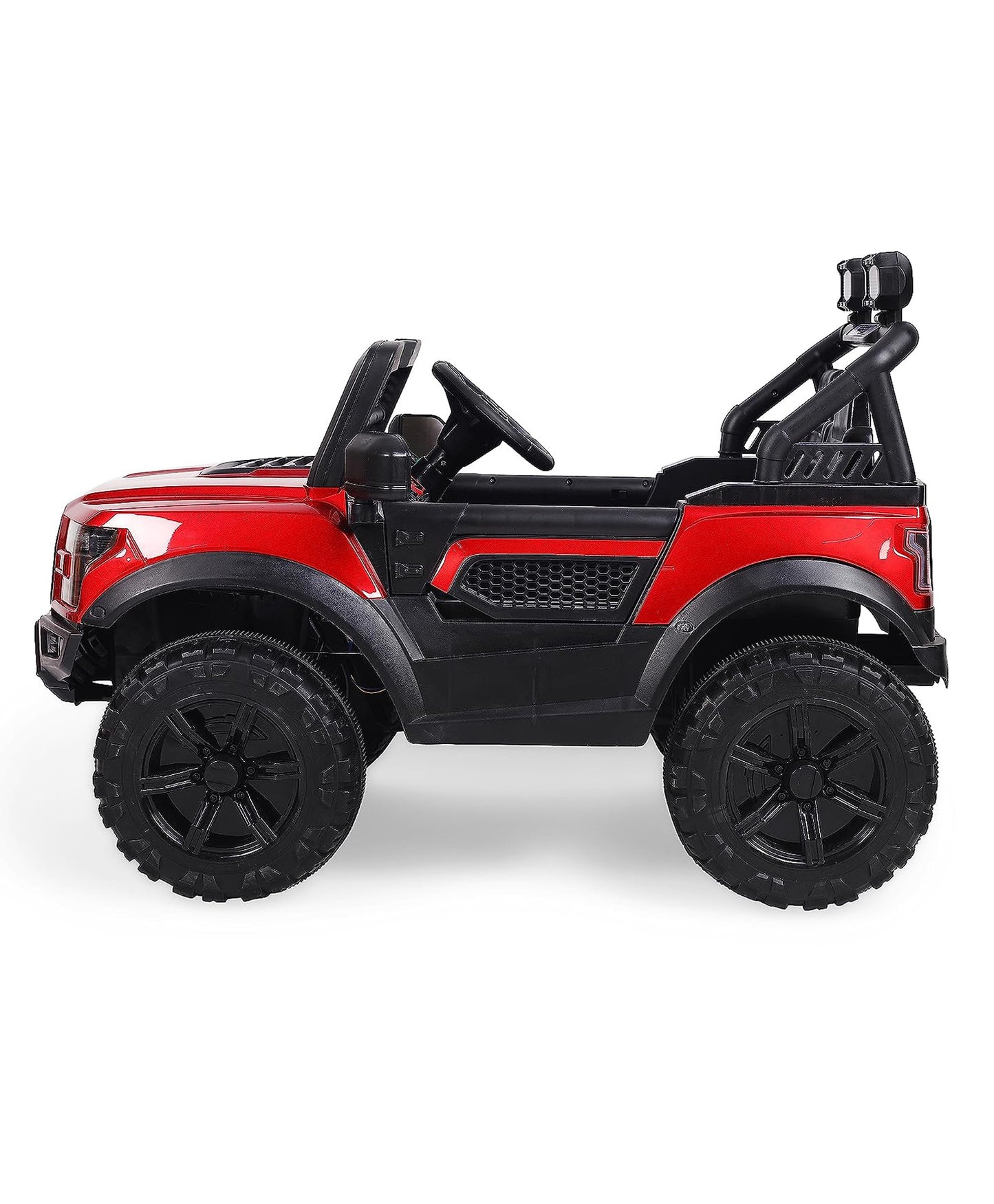 Pobo Electric Battery Operated Ride on Jeep with Music Lights and Bluetooth Remote Control - Red
