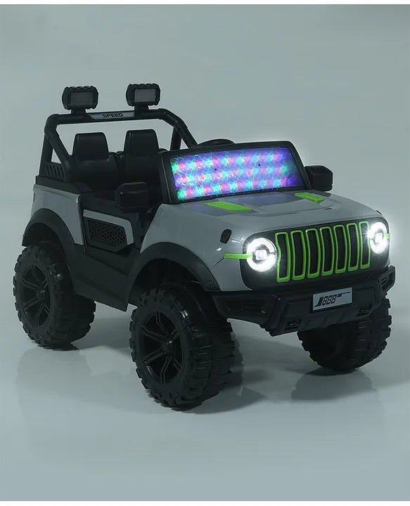 Battery Operated Ride On Jeep With Music Light & Remote - Grey(108)