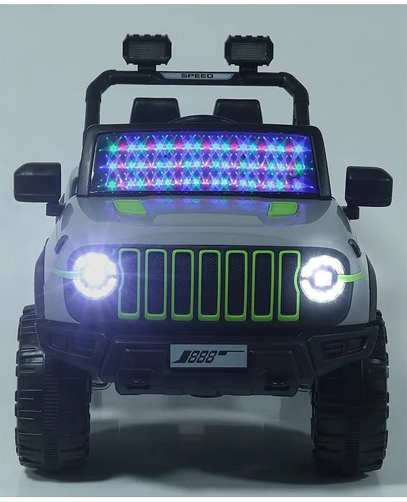 Battery Operated Ride On Jeep With Music Light & Remote - Grey(108)