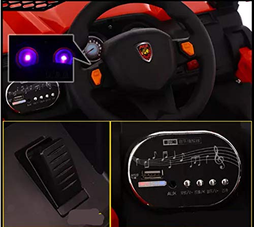 Kids Ride on Jeep with 12V Rechargeable Battery, Music, Lights and Remote Control (Red) - MRGTOYS