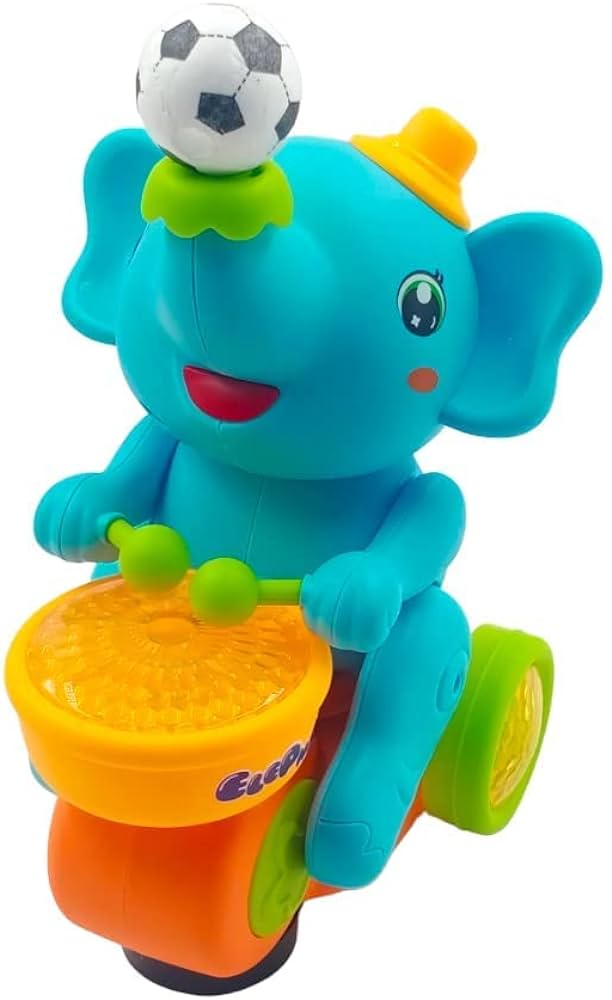 Elephant Musician Toy with Levitation Ball on Nose Along with Dazzling Light Drum Sound Music (Color n design may vary)