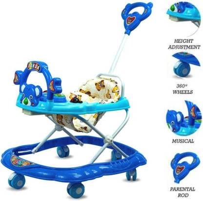 Teddy Baby Adjustable Walker - Music & Rattles with Parental Handle (555-BLUE) - MRGTOYS