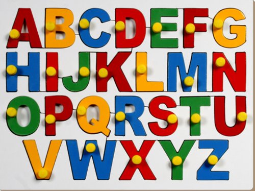 Little Genius Wood English Alphabets - Uppercase with Knob, Multicolor