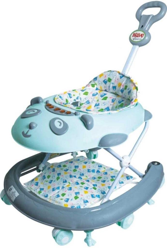 Baby Walker for Kids, Kids Walker with 3 Position Adjustable Height | Walker for Baby with Music, Activity Walker for Babies 6-18 Months (Green & Grey) - MRGTOYS