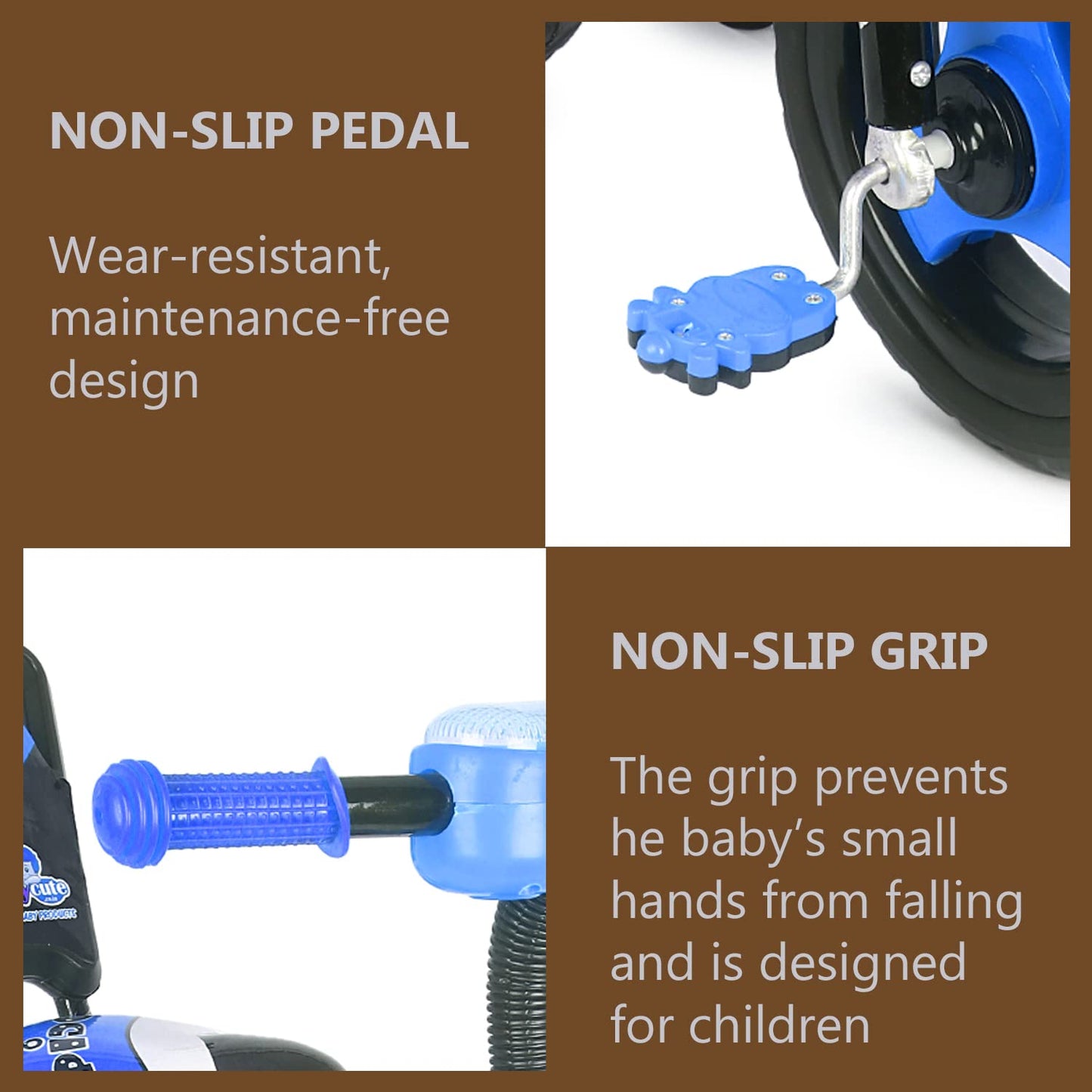 BABYCUTE Plug N Play Kids/Baby Tricycle for 12 Months to 48 Months, Cushion Seat and Seat Belt Boys, Girls, and Up to 30kg Carrying Capacity PIDGI TRICYCLE (Blue) - MRGTOYS