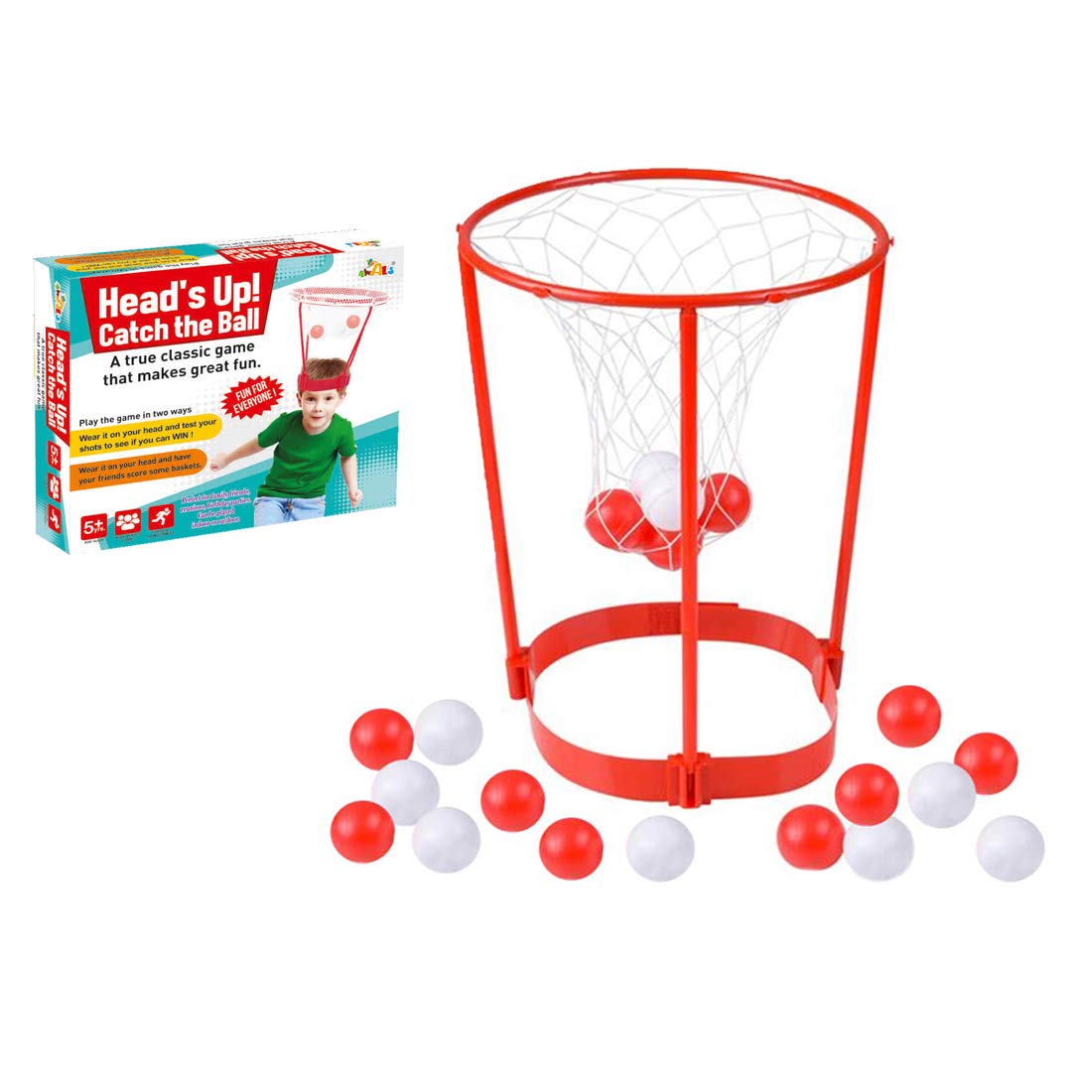 awals headband hoop ball toy heads up catch the ball a true classic game that makes great fun party flavor fun for kids | catching basketball|hoop ball toy with 10 balls- Multi color