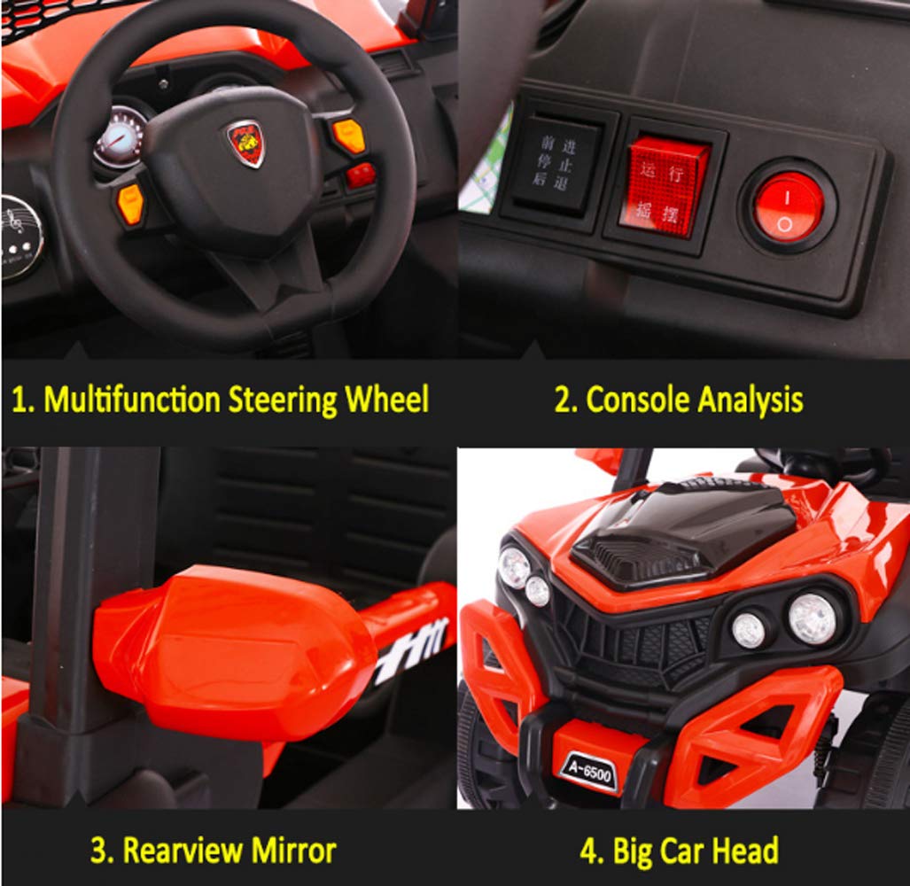 Kids Ride on Jeep with 12V Rechargeable Battery, Music, Lights and Remote Control (Red) - MRGTOYS