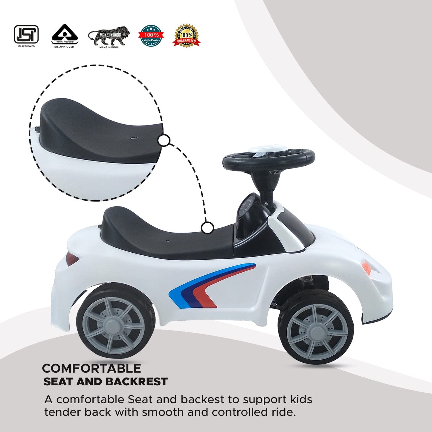 Dash F1 Stylish Ride on Car for Kids with Music, Light and Foot Drive Feature | Ride on for Kids, Kids Ride on, Foot Drive Car, Perfect for Kids Age 1 to 3 Years (color may very)