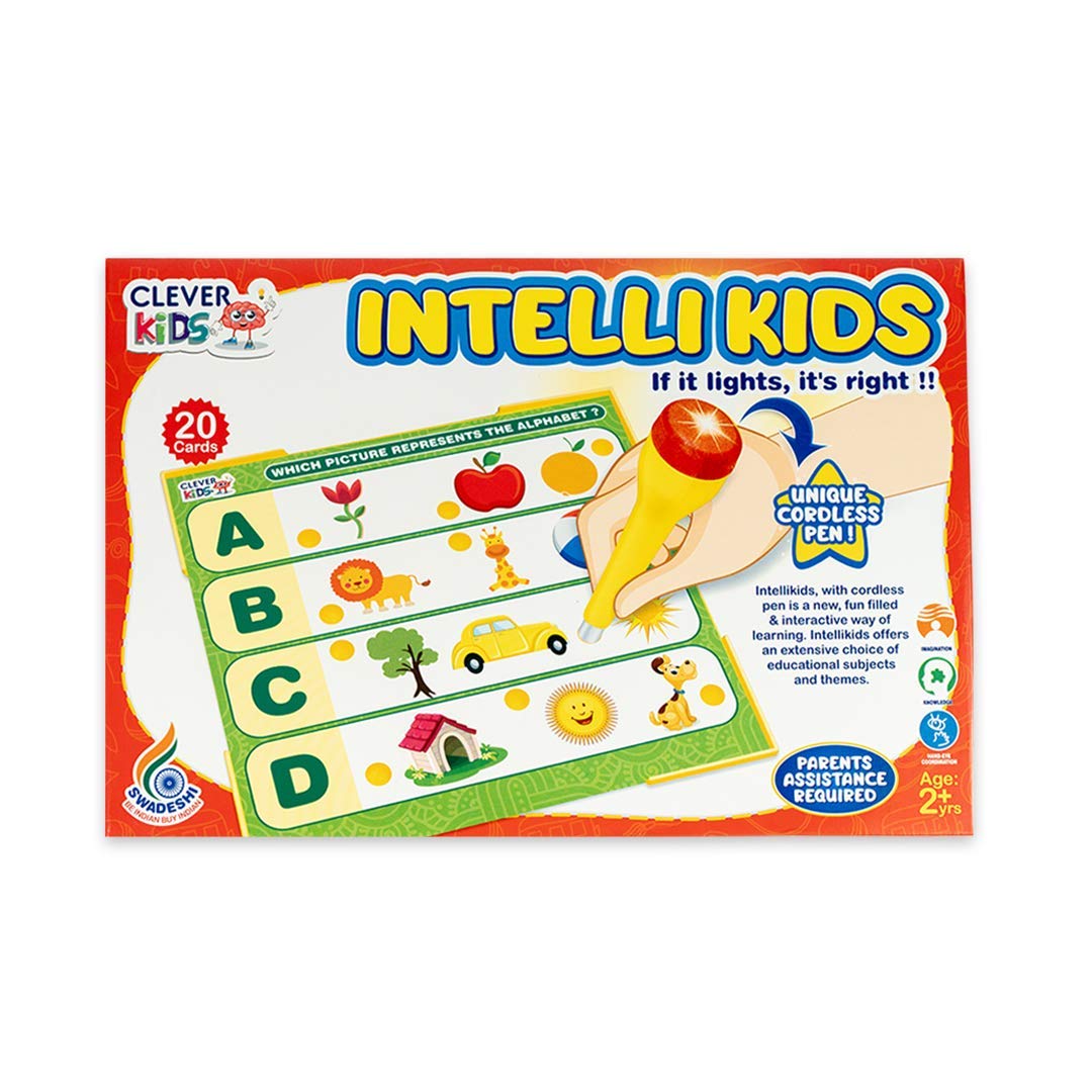 RATNA'S Intellikids A Perfect Electro Game. 10 Double Sided Printed Cards.If it Lights its Right.A Fun Way to Learn About Alphabet,Numbers,Colors,Shapes,Objects,Animals & Much More.
