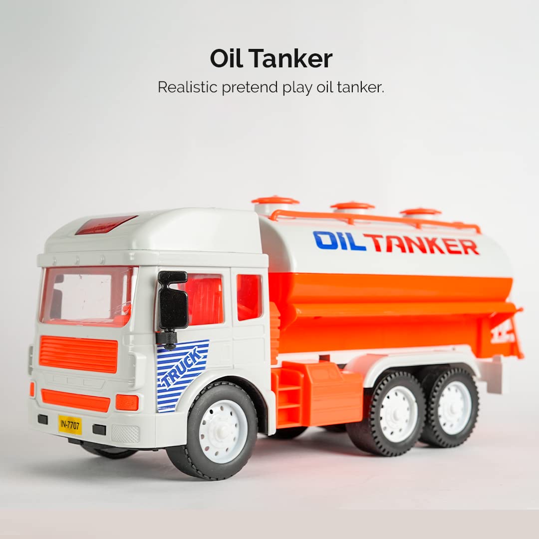 RATNA'S My First Wheels Oil Tanker Friction Powered Realistic Big Size Automobile Construction Engineering Plastic Toy Vehicle for Kids