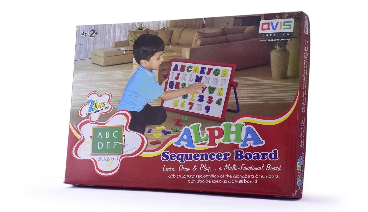2 in 1 Double Sided Alpha Sequencer Board for Learning Alphabets and Numbers with Their Sequence (Multicolour)