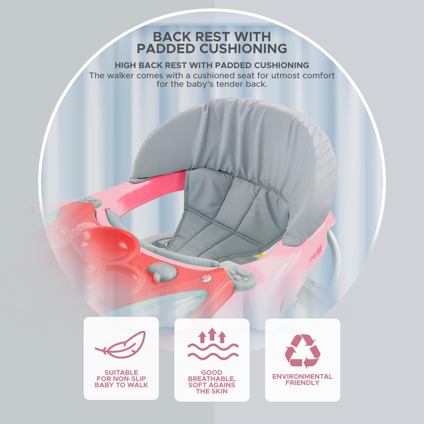 Dash Butterfly DLX Baby Walker, Walker Baby 6-18 Months boy, Walker, Activity Walker with Music n Light and Parental Handle, 3 Position Adjustable Height (Capacity 20kg |colour may vary' )