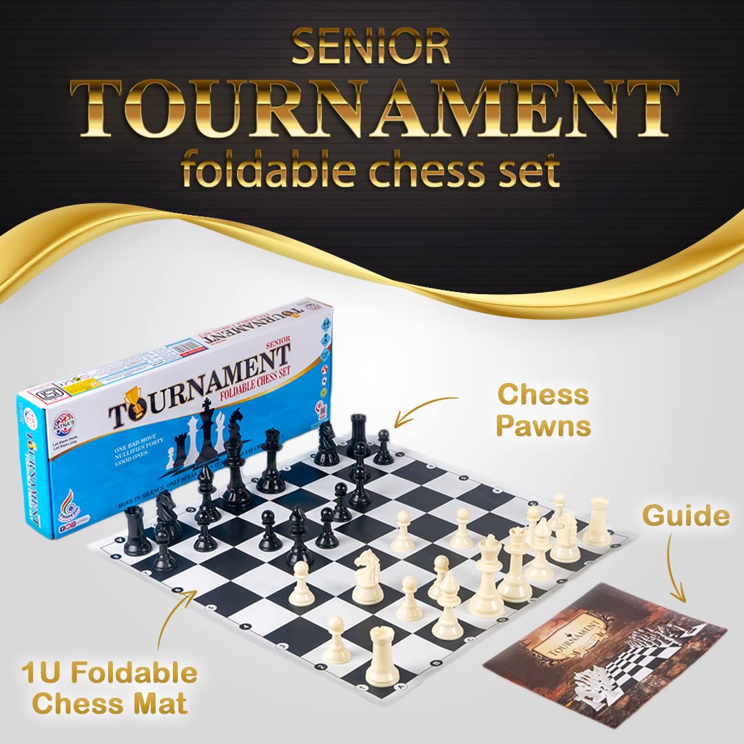 Ratna's Premium Tournament Chess Set 17" x 17" Rollable Matt Board for Mind challengers. Develops Concentration and Attention Span Building
