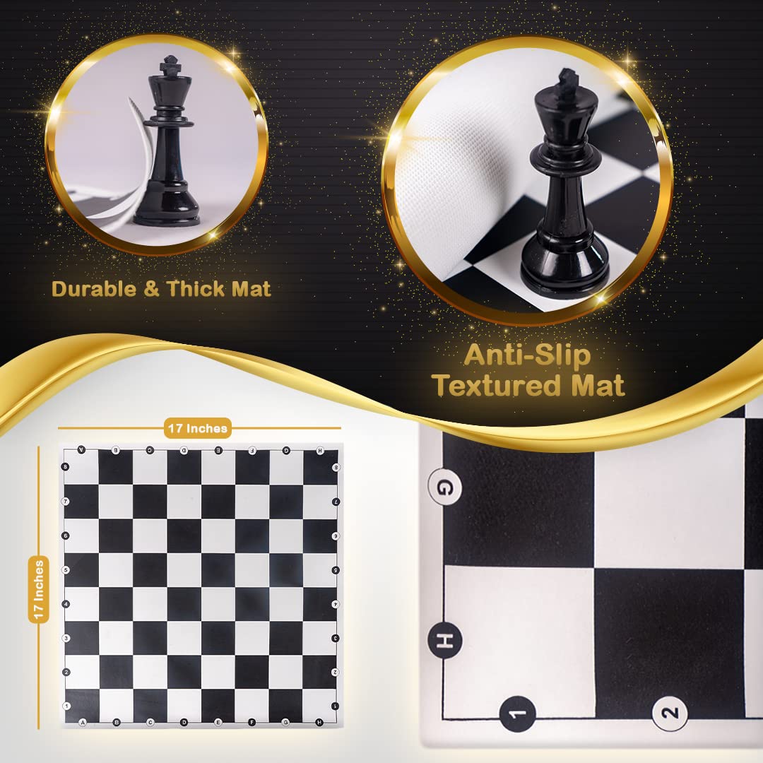 Ratna's Premium Tournament Chess Set 17" x 17" Rollable Matt Board for Mind challengers. Develops Concentration and Attention Span Building