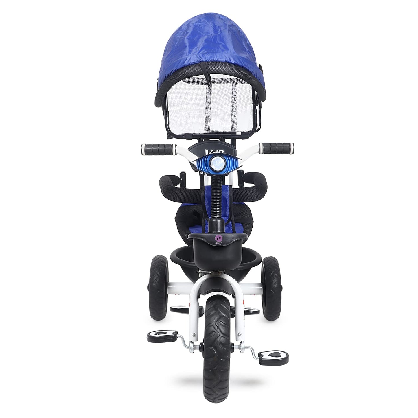 Baby Cute Kids Pro Max Kids|Baby Musical Trike|Tricycle with Light, Foldable Canopy and 360 Degree Seat Rotating Tricycle for Kids|Boys|Girls Age Group 2 to 5 Years (Brown) (Blue) - MRGTOYS