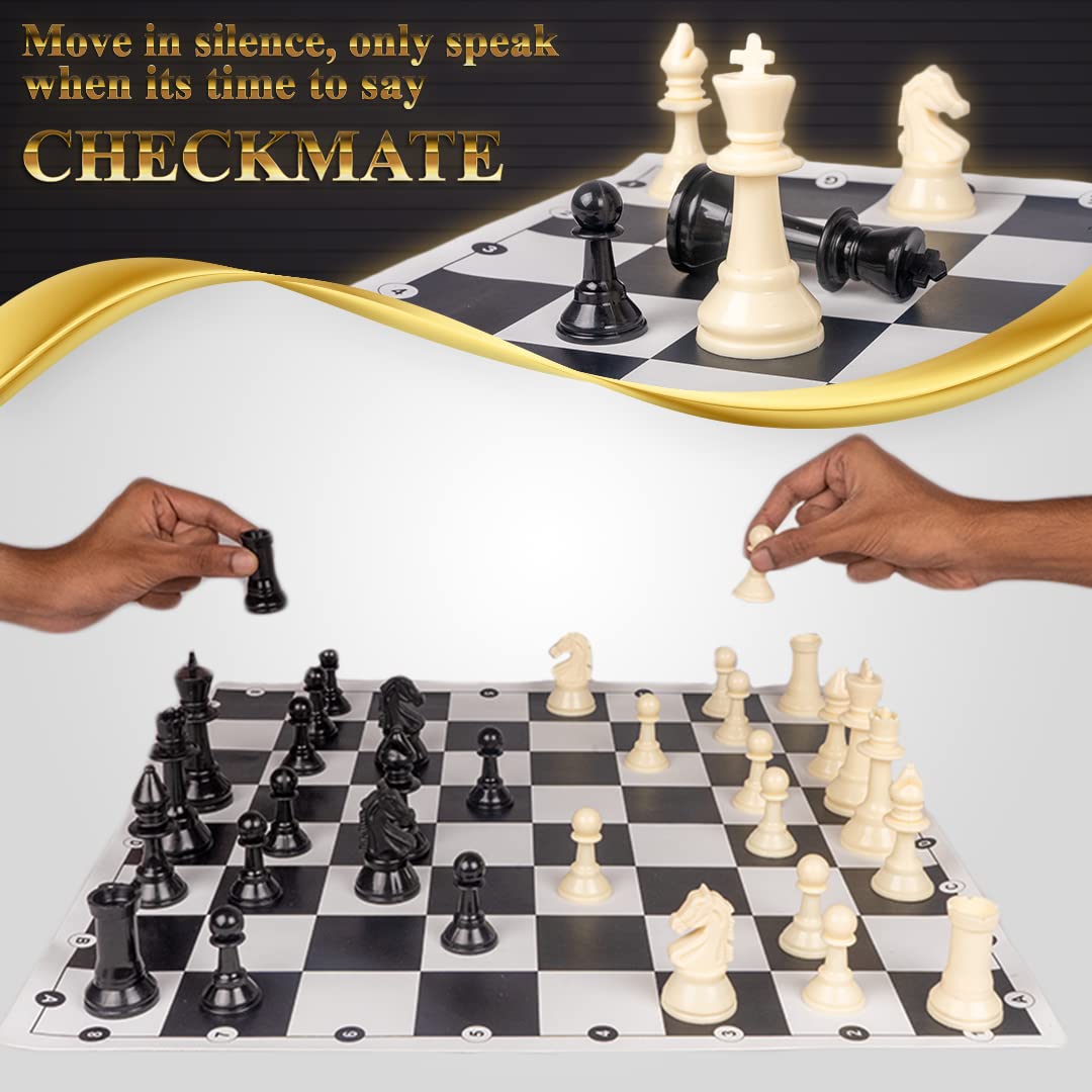Ratna's Premium Tournament Chess Set 17" x 17" Rollable Matt Board for Mind challengers. Develops Concentration and Attention Span Building