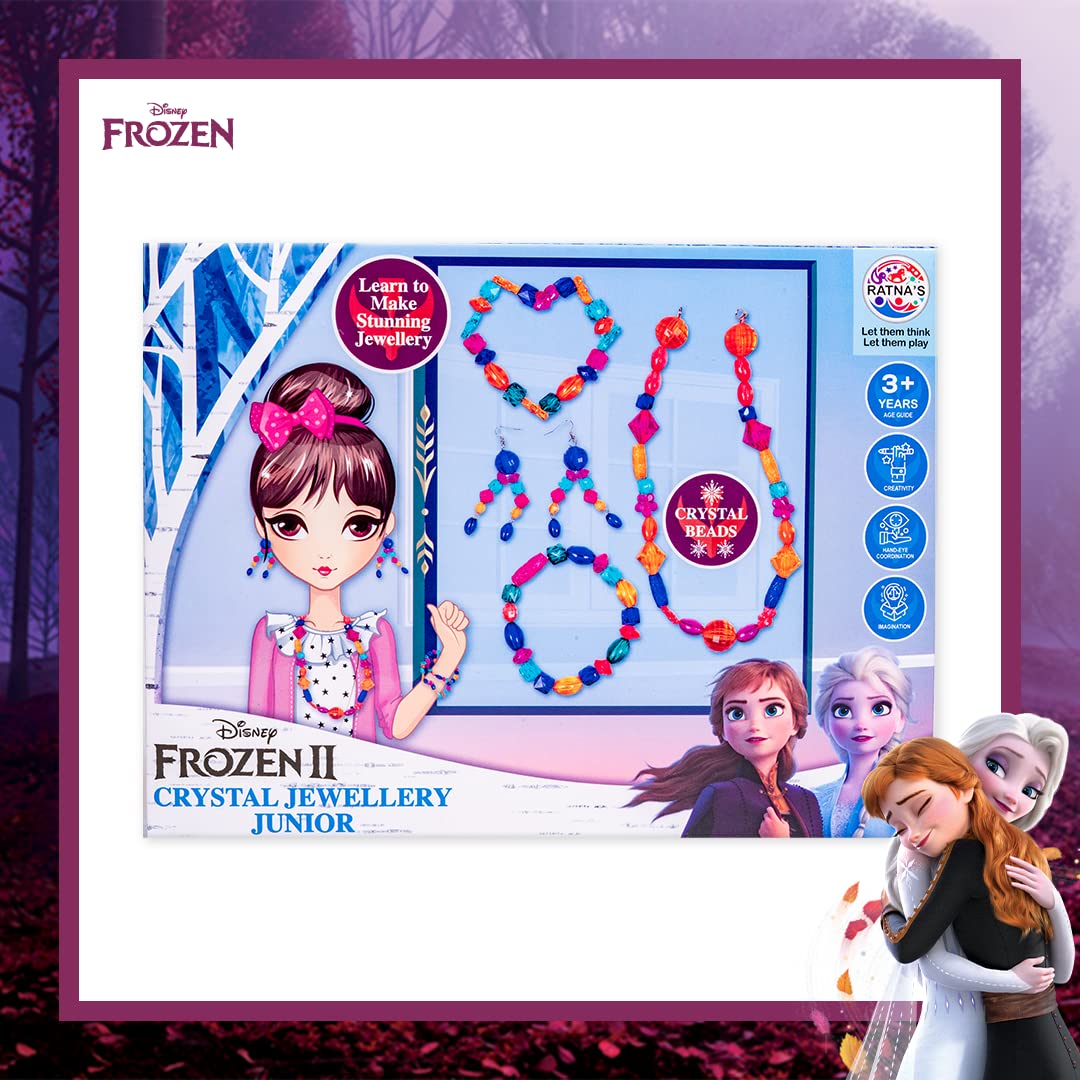 RATNA'S Art & Craft DIY Jewellery Making Kit for Girls to Make Necklaces, Earnings, Bracelets, etc Using Different Colorful Beads (Disney Frozen Crystal Beads Jewellery Junior)