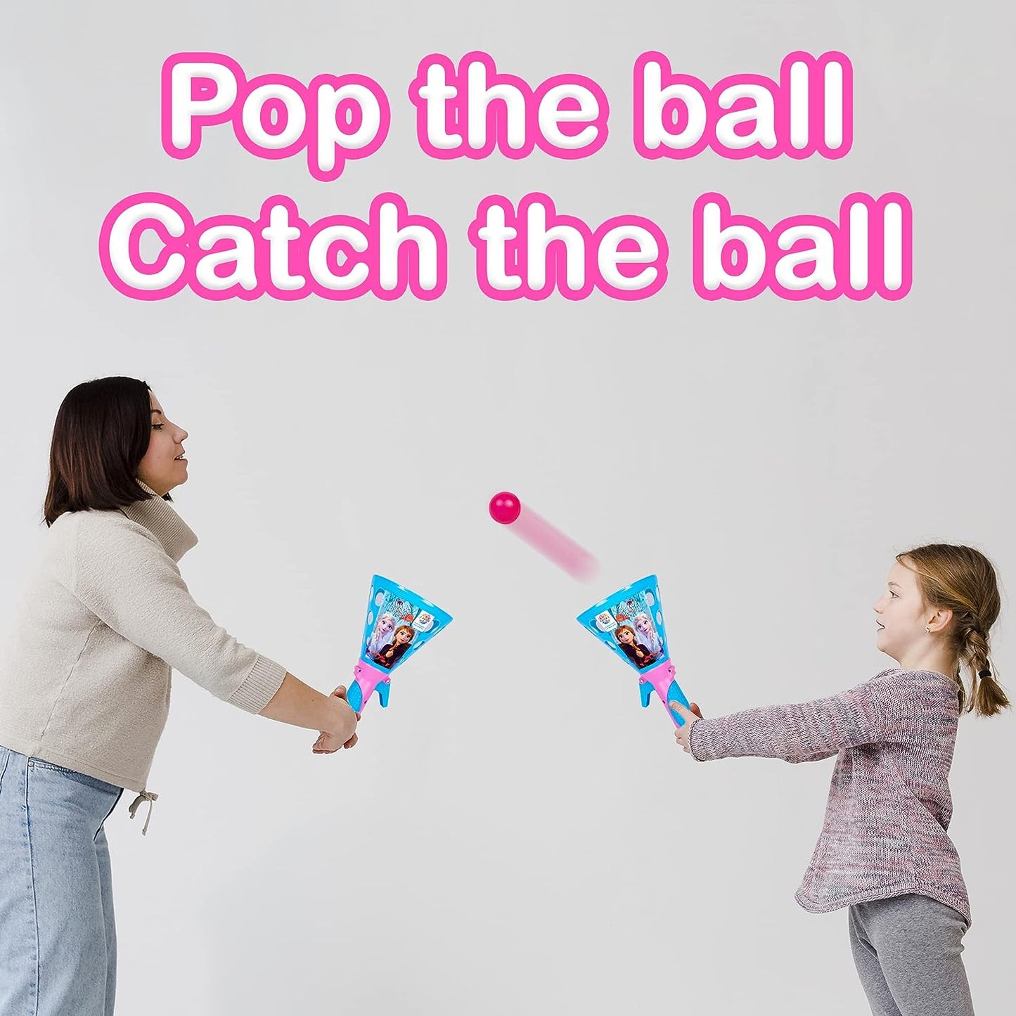 Ratna's Sky Ping Pong Disney Frozen Pop & Catch Plastic Click and Catch Twin Ball Indoor & Outdoor Game Toy Set for Boys & Girls