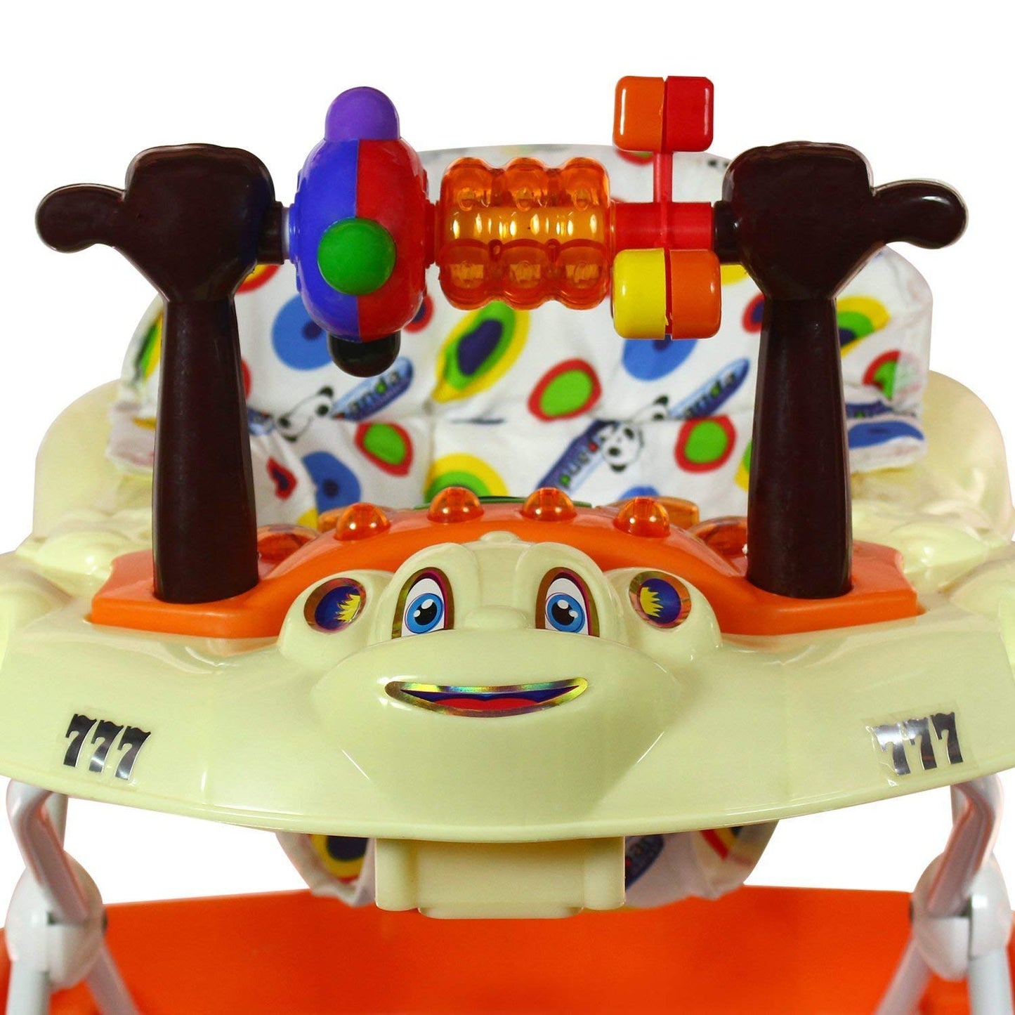 Panda 777 Smart Musical Round Toddler Baby Walker with Comfy Seat and Activity with Light and Musical Toy Bar and Ultra Soft Seat for Kids/Babies (Orange) (Orange) - MRGTOYS