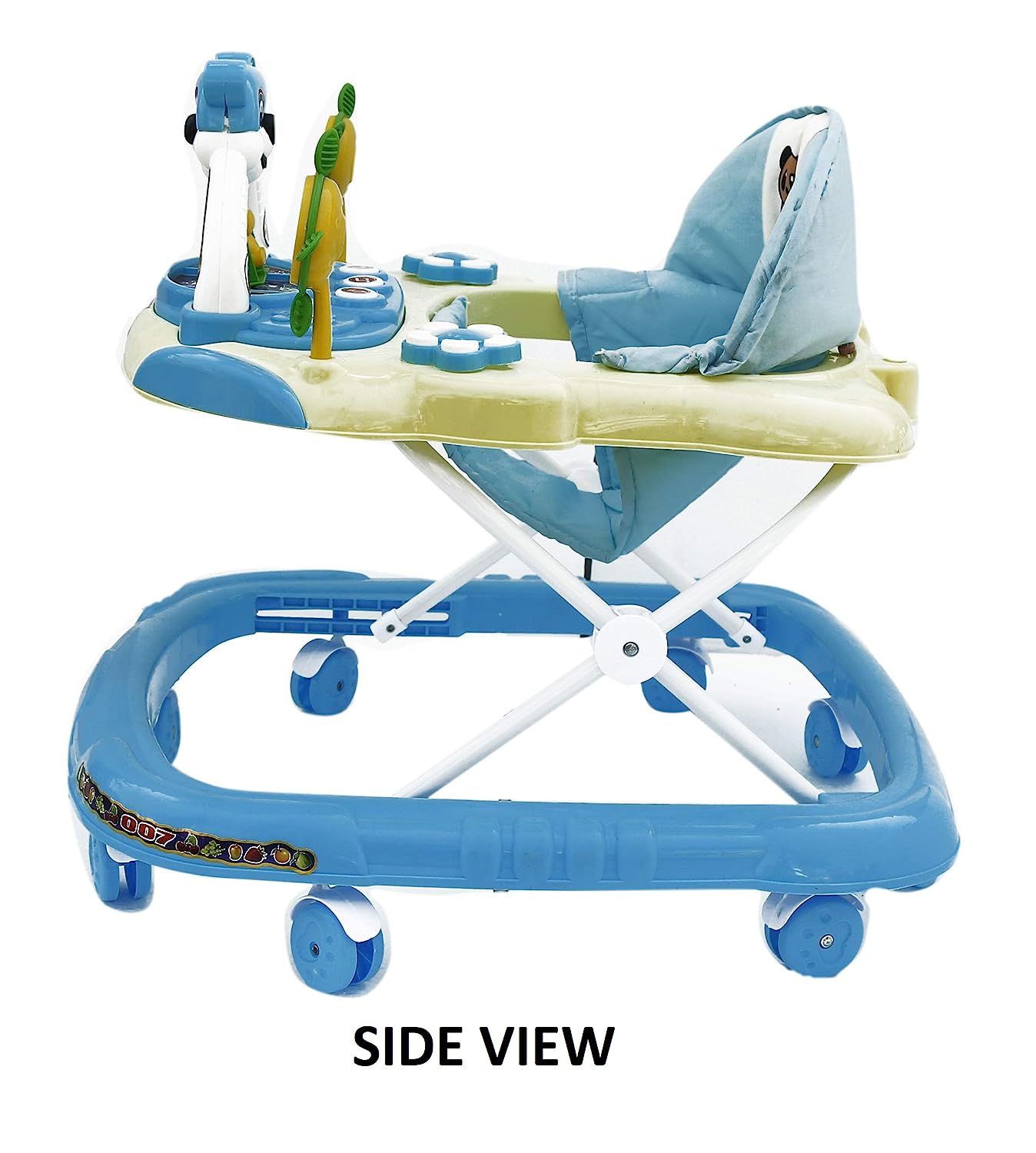 Panda 007 Smart Musical Round Toddler Baby Walker with Comfy 3-in-1 Height Adjustable with Light and Musical Toy Bar and Ultra Soft Seat for Kids (6 Month + Age) (Kids Walker) (Blue) - MRGTOYS
