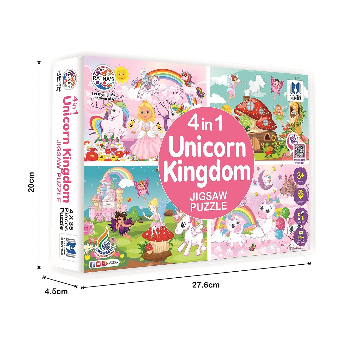 4 in 1 Unicorn Kingdom Jigsaw Puzzle for Kids|A Perfect Jigsaw Puzzle for Little Hands|4 * 35 Pieces Jigsaw Puzzle - MRGTOYS