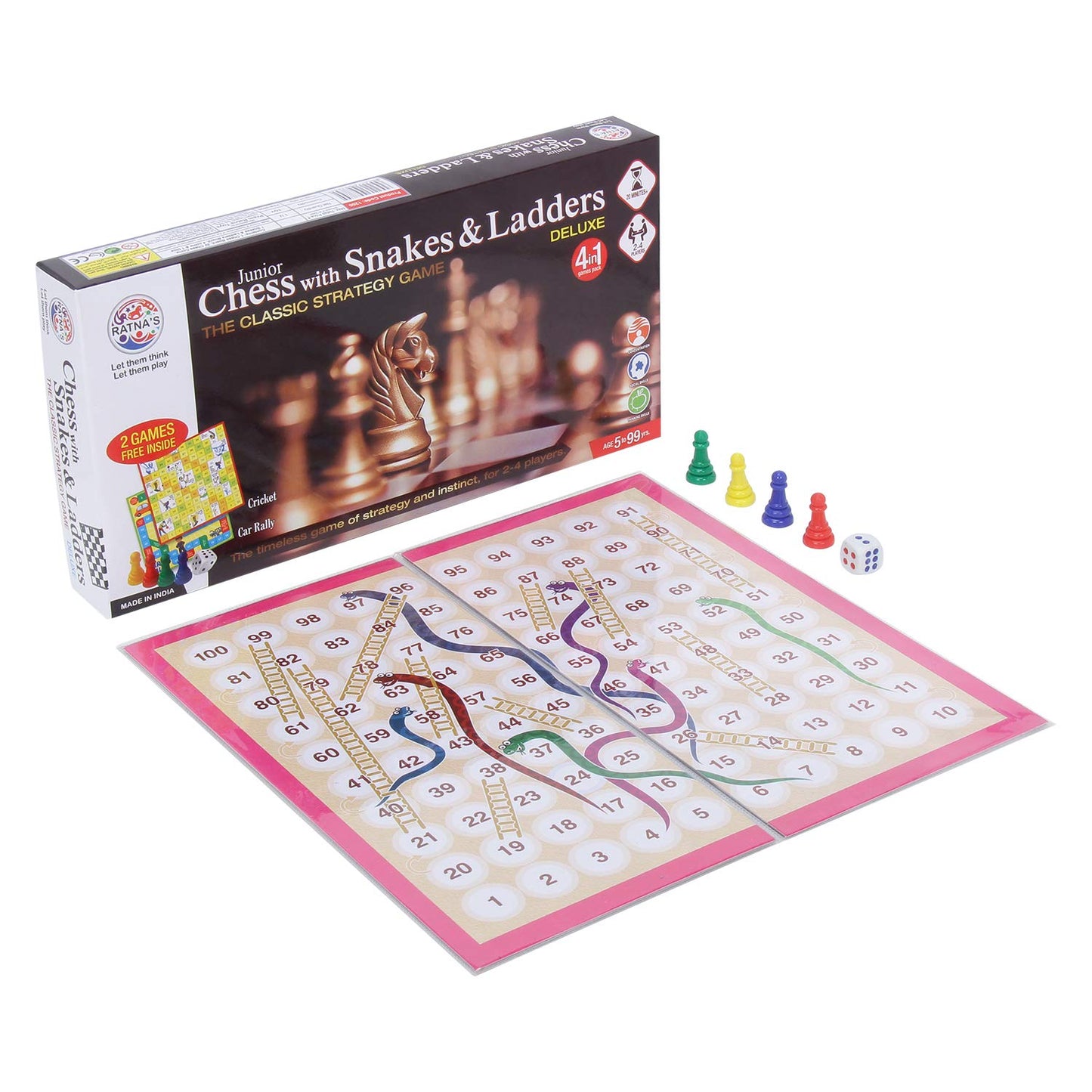 2 in 1 Chess & Snakes Ladders Junior Deluxe|Board Size:11 Inches * 11 Inches