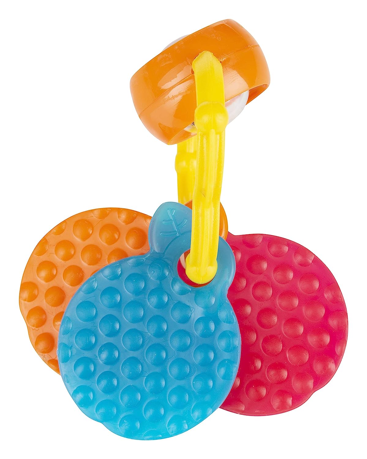 Giggles Funskool Giggles - Orange Teether, Teether for Babies to sooth their gums, Easy to Grasp and chew with rattle sounds, 3 months & above, Infant Toys