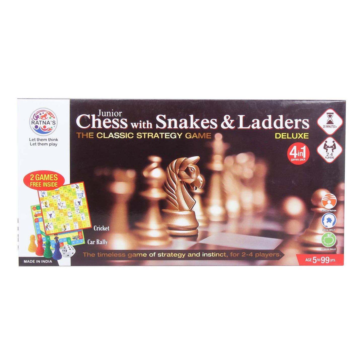 2 in 1 Chess & Snakes Ladders Junior Deluxe|Board Size:11 Inches * 11 Inches