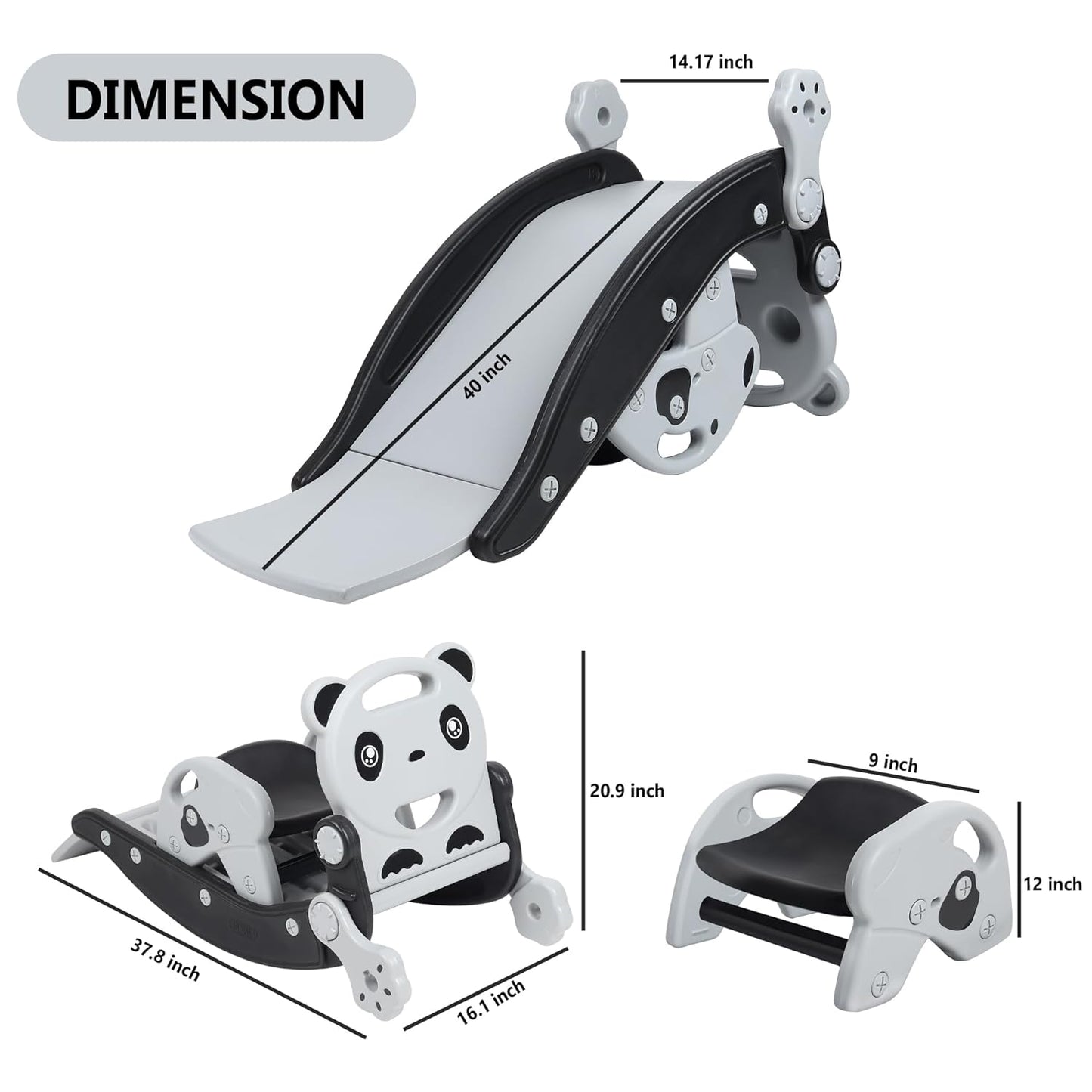 Playgro 3-in-1 Rocking Panda Slide with Baby Rocker & Baby Chair | Use Indoor/Outdoor Play | Safe & Playground Toys for Kids | Perfect Slides for Home, School & Garden | Age Group 24 + Months