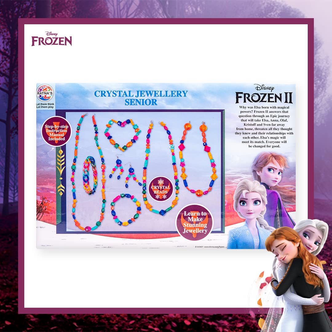 RATNA'S Disney Frozen Crystal Beads Jewellery Senior Art & Craft DIY Jewellery Making Kit for Girls to Make Necklaces, Earnings, Bracelets, etc Using Different Colorful Beads