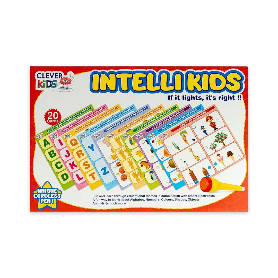 RATNA'S Intellikids A Perfect Electro Game. 10 Double Sided Printed Cards.If it Lights its Right.A Fun Way to Learn About Alphabet,Numbers,Colors,Shapes,Objects,Animals & Much More.