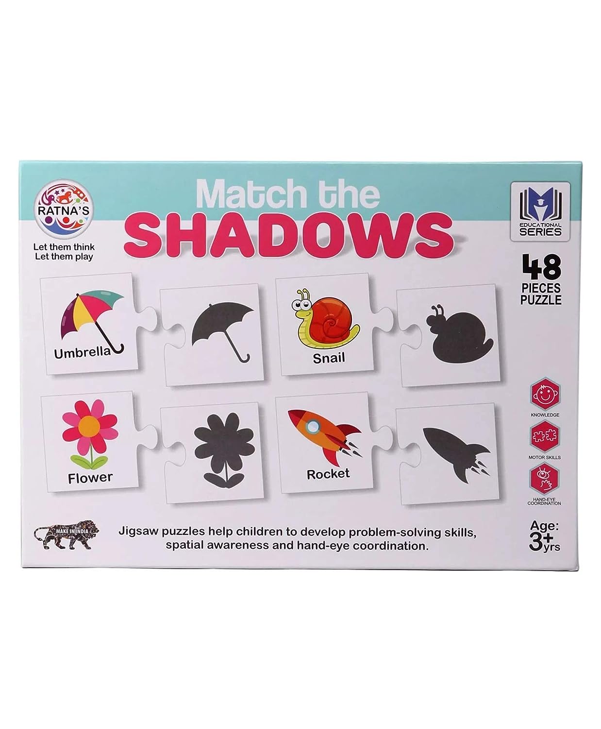 Ratna's Match The Shadows Jigsaw Puzzle for Kids. 48 Different Shadow Jigsaw for Kids