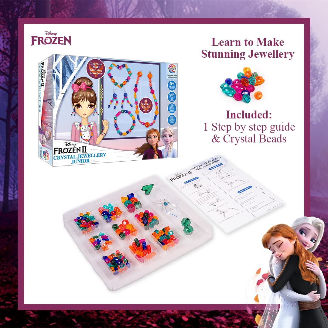 RATNA'S Art & Craft DIY Jewellery Making Kit for Girls to Make Necklaces, Earnings, Bracelets, etc Using Different Colorful Beads (Disney Frozen Crystal Beads Jewellery Junior)