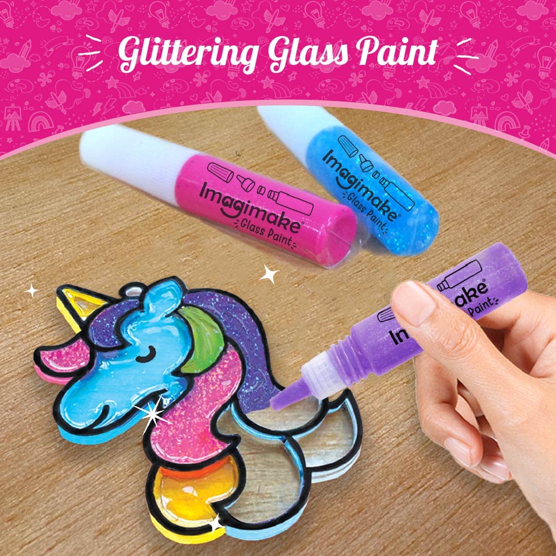 Imagimake Window Art - Princess - 16 Pieces Glass Painting Set - Princess, Mermaid, Unicorn Designs - Craft Kit for Girls 5 Years & Above GAMES