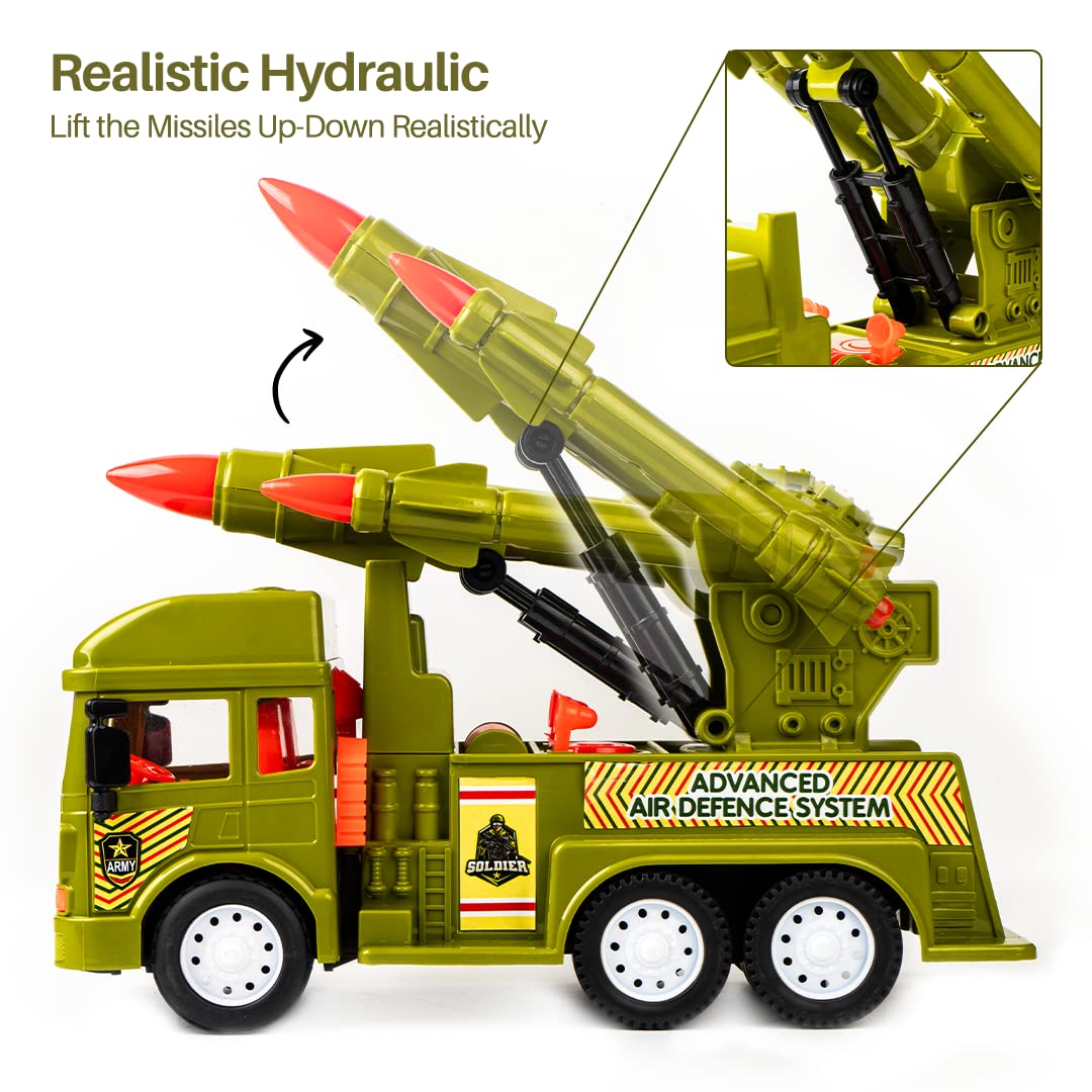MY FIRST WHEELS Ratna's Missile Launcher Truck Pull Back Friction Toy (Green) for Kids 5 +