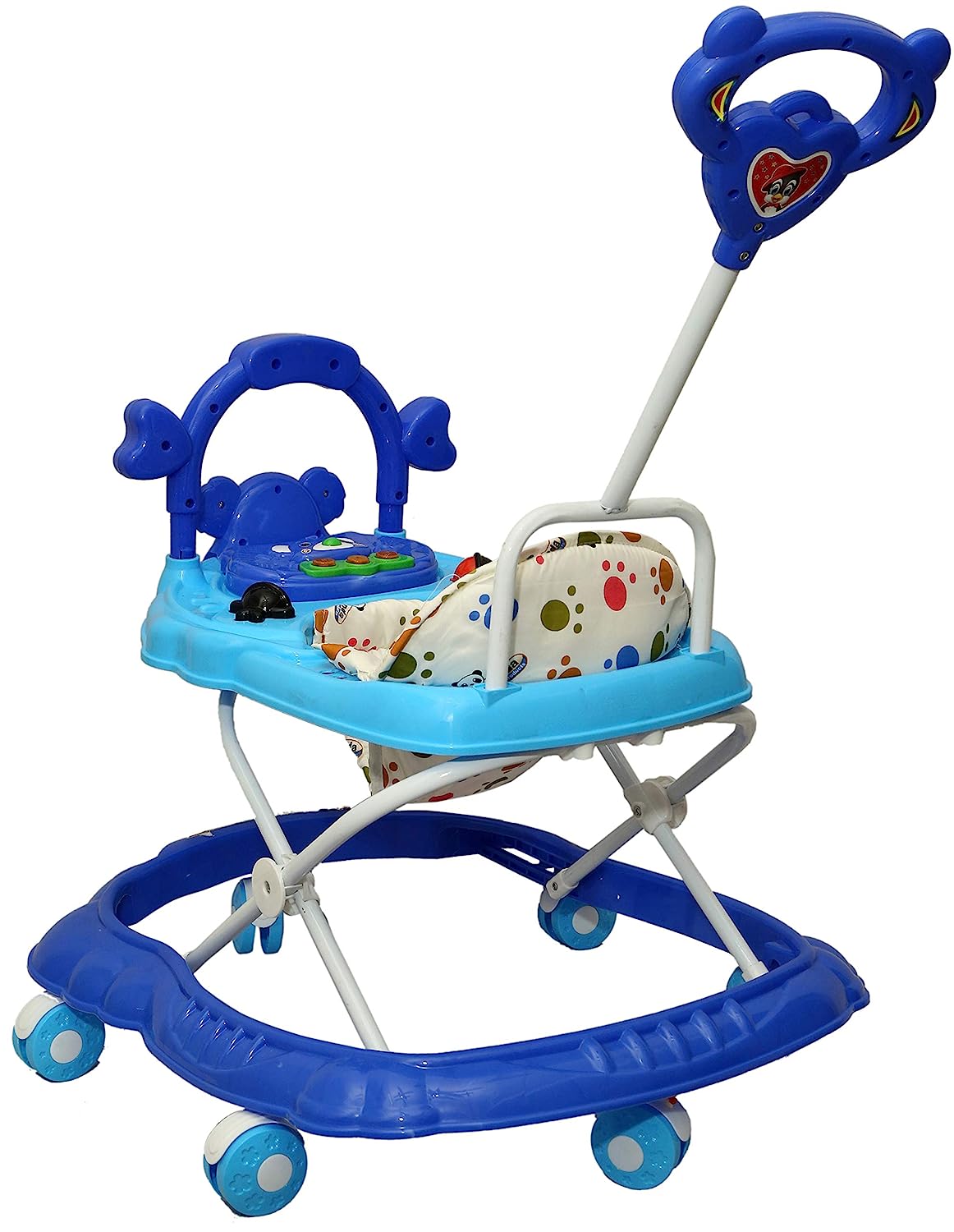 Teddy Baby Adjustable Walker - Music & Rattles with Parental Handle (555-BLUE) - MRGTOYS