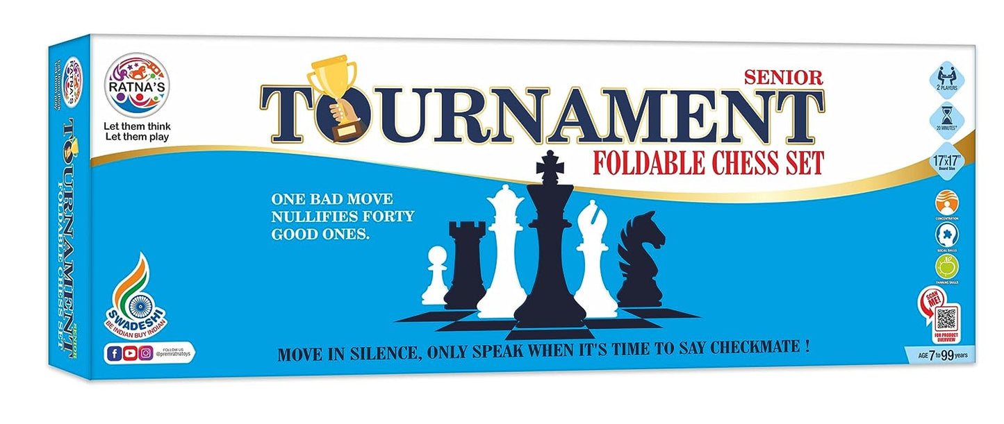 Ratna's Premium Tournament Chess Set 17" x 17" Rollable Matt Board for Mind challengers. Develops Concentration and Attention Span Building