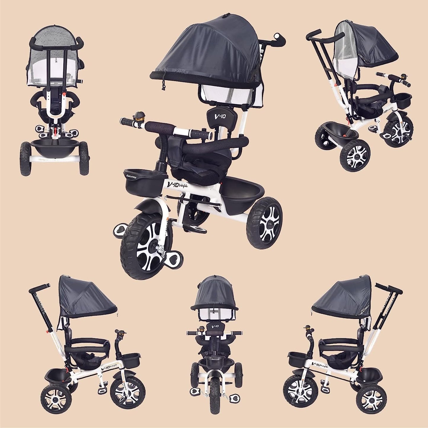 BabyCute Cycle for Kids, Plug and Play Baby Sports Tricycle with Canopy for 2 to 5 Year Old Children V 10 - MRGTOYS