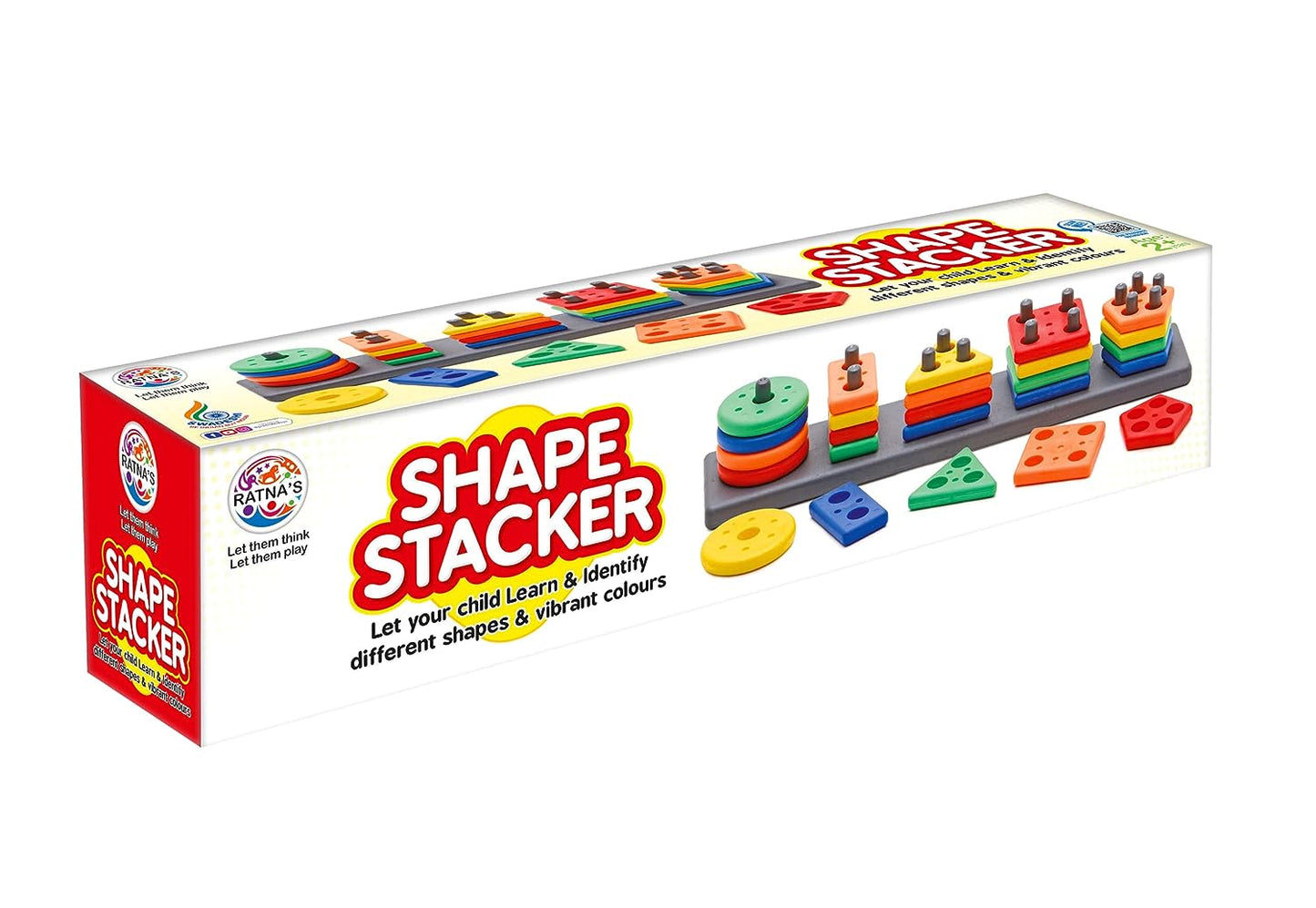 Ratna's Shape Stacker Geometric Blocks Stacker Shape Sorter Column Puzzle Stacking Set for Kids