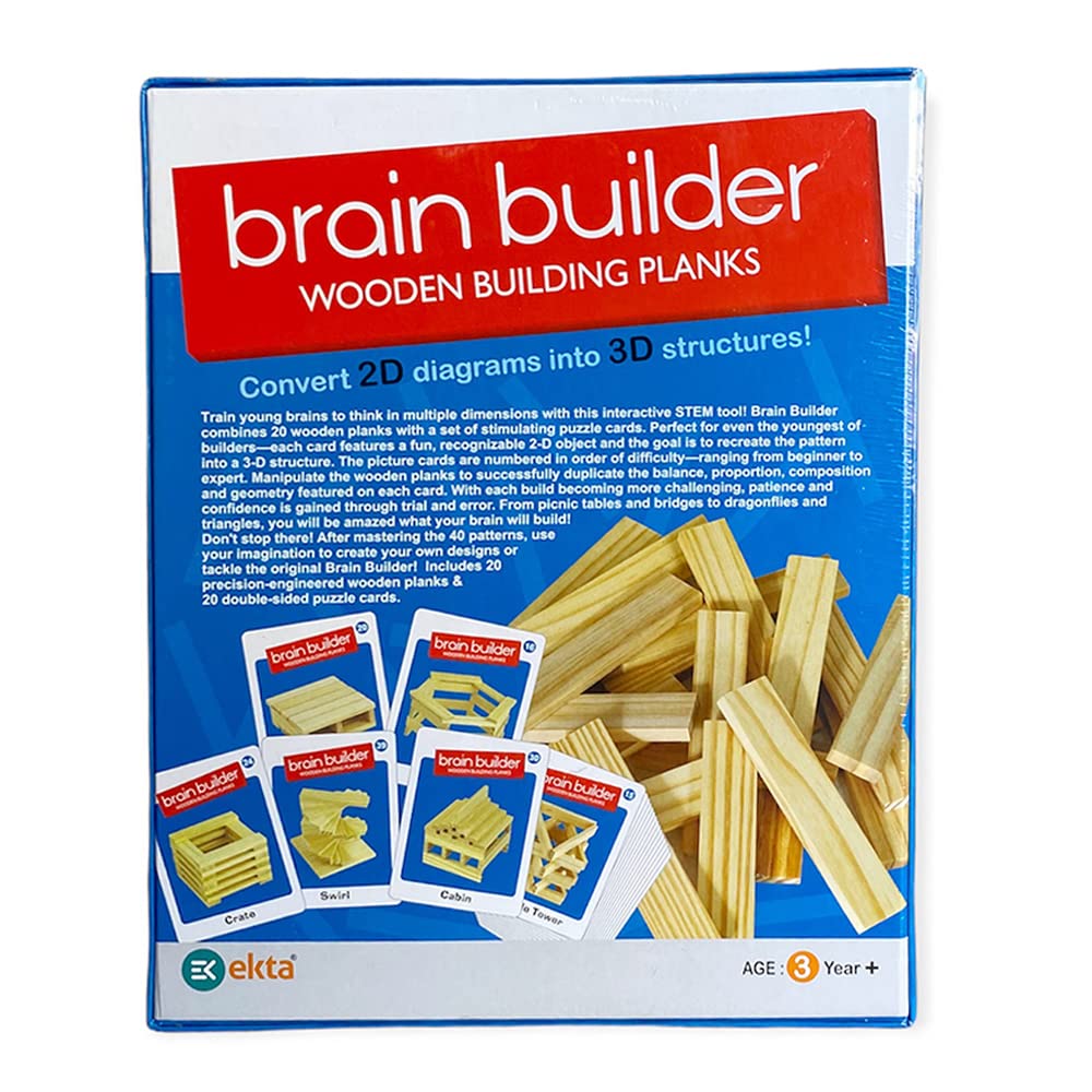 Ekta Brain Builder Wooden Building Planks Set 1, 3-D Puzzles for Kids
