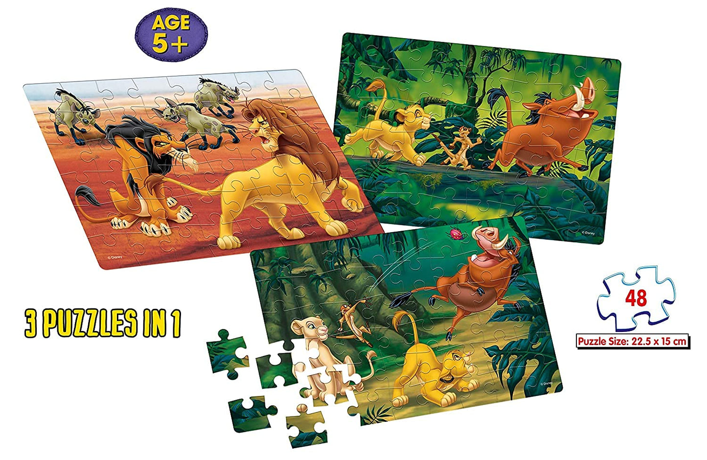 Frank Disney The Lion King Puzzles - 48 Pieces 3 in 1 Jigsaw Puzzles for Kids for Age 5 Years Old and Above