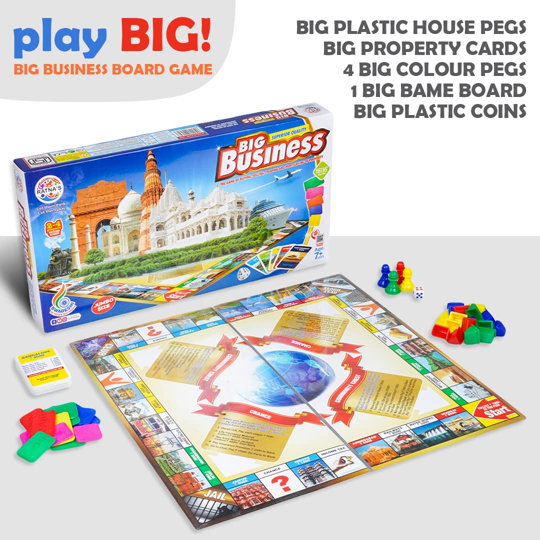 Ratna's Big Business Board Game Jumbo Size with Plastic Money Coins