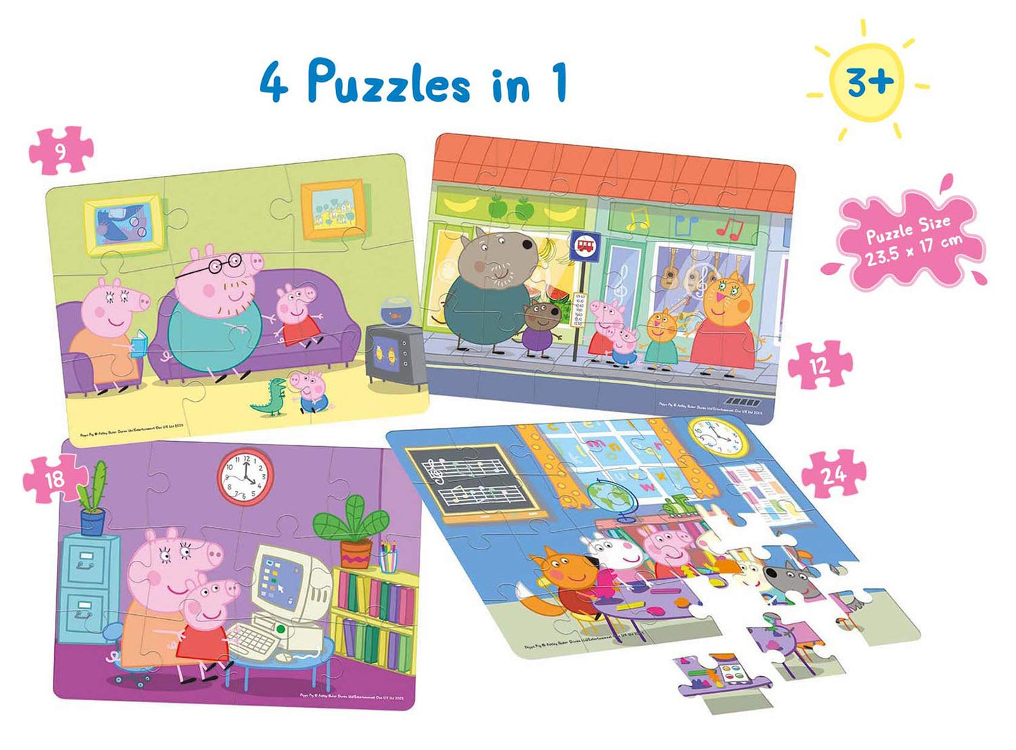 Frank Peppa Pig - 4 in 1 Puzzle (9, 12, 18, 24) (2537673)