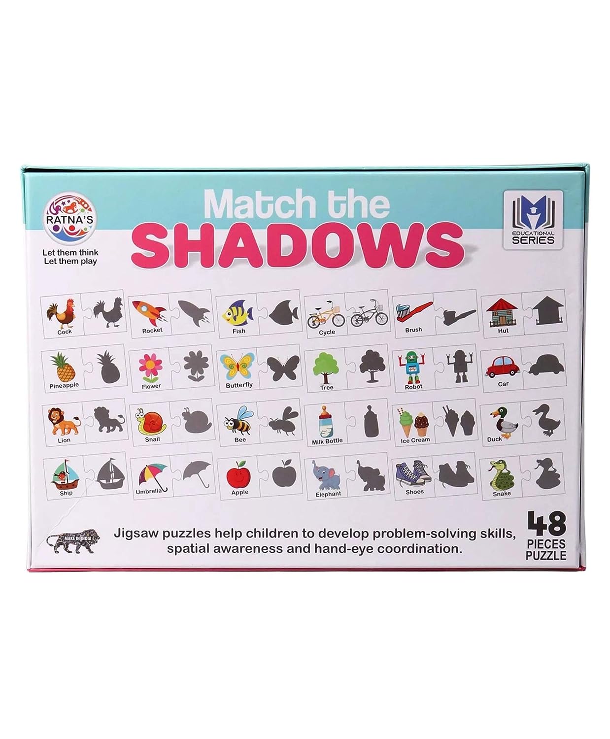 Ratna's Match The Shadows Jigsaw Puzzle for Kids. 48 Different Shadow Jigsaw for Kids