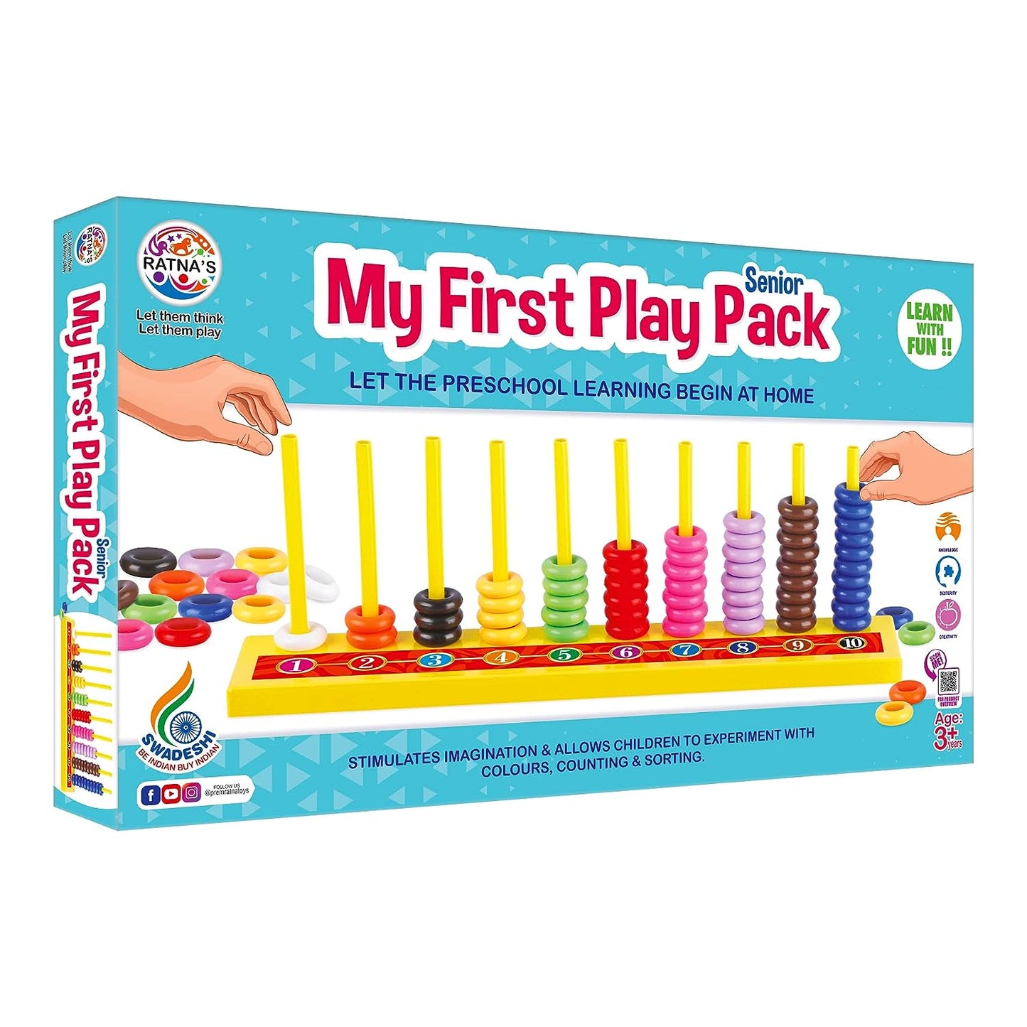 Ratna's My First Play Pack Senior for Kids 2 in 1. Learn Counting and Colours with Fun